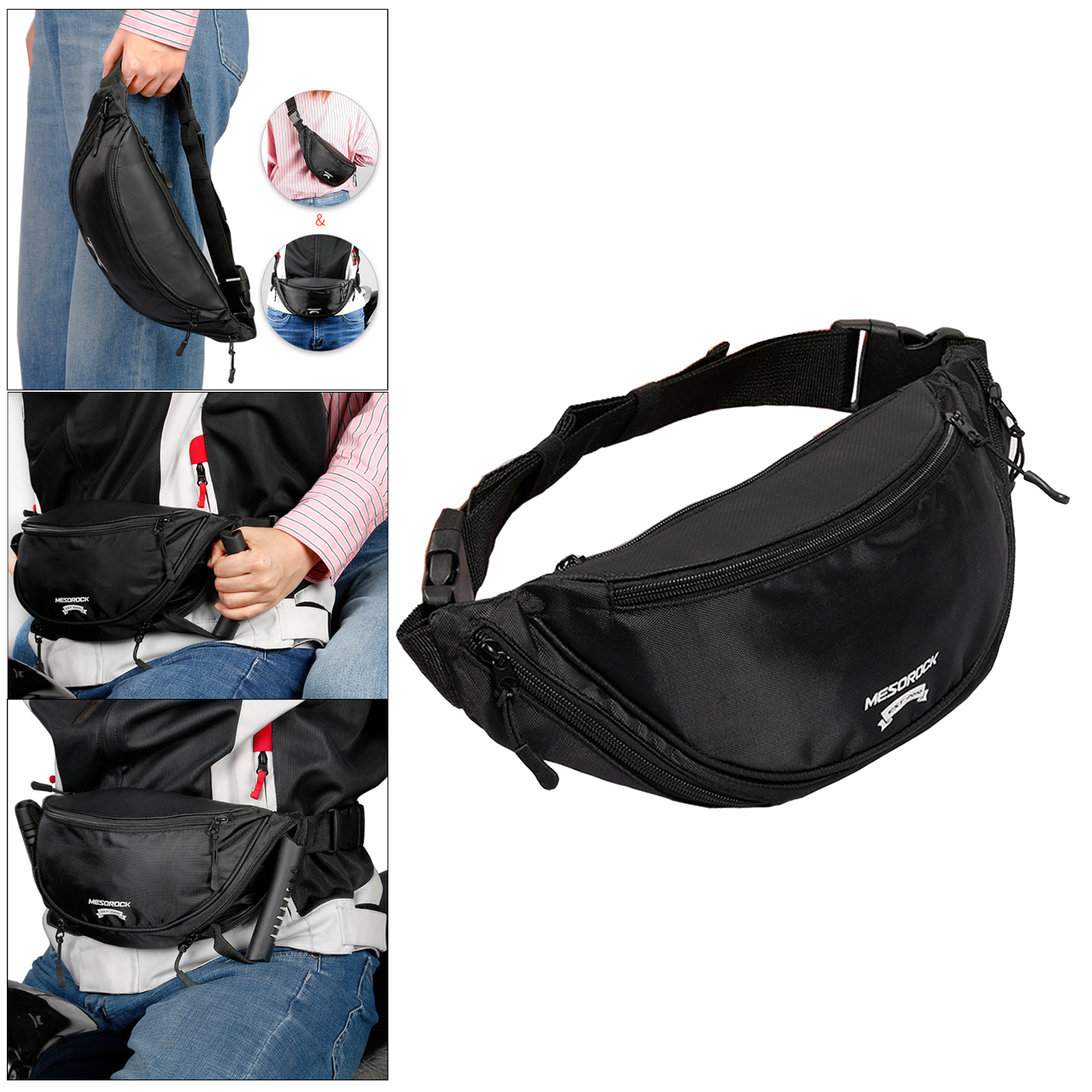 Black Rear Seat Safety Belt Bag Grab Handles Adjustable Strap for Motorcycle Snowmobile Passenger Driving Children Kids Adults