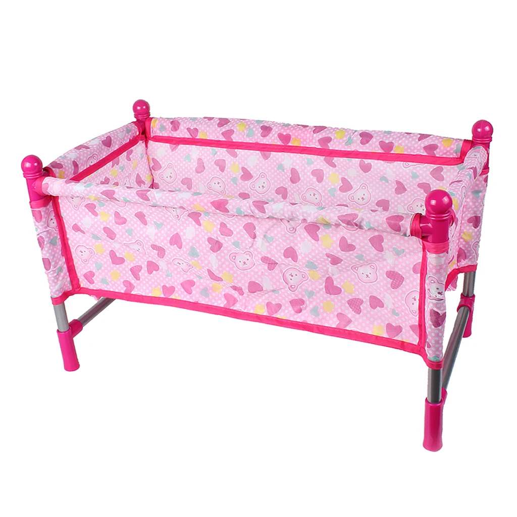 Simulation Baby Toddler Crib Bed ABS Plastic Furniture for 9-12