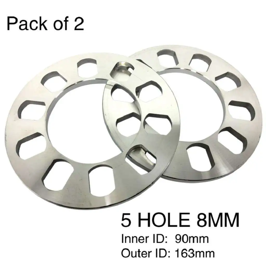 2 Pieces 5-Hole Alloy Wheel Hub Spacer Adapters 8mm for Cars