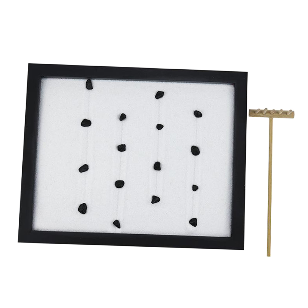 Zen Garden Set  with Free Rake Base Tray Nature Stone for Desk and Office