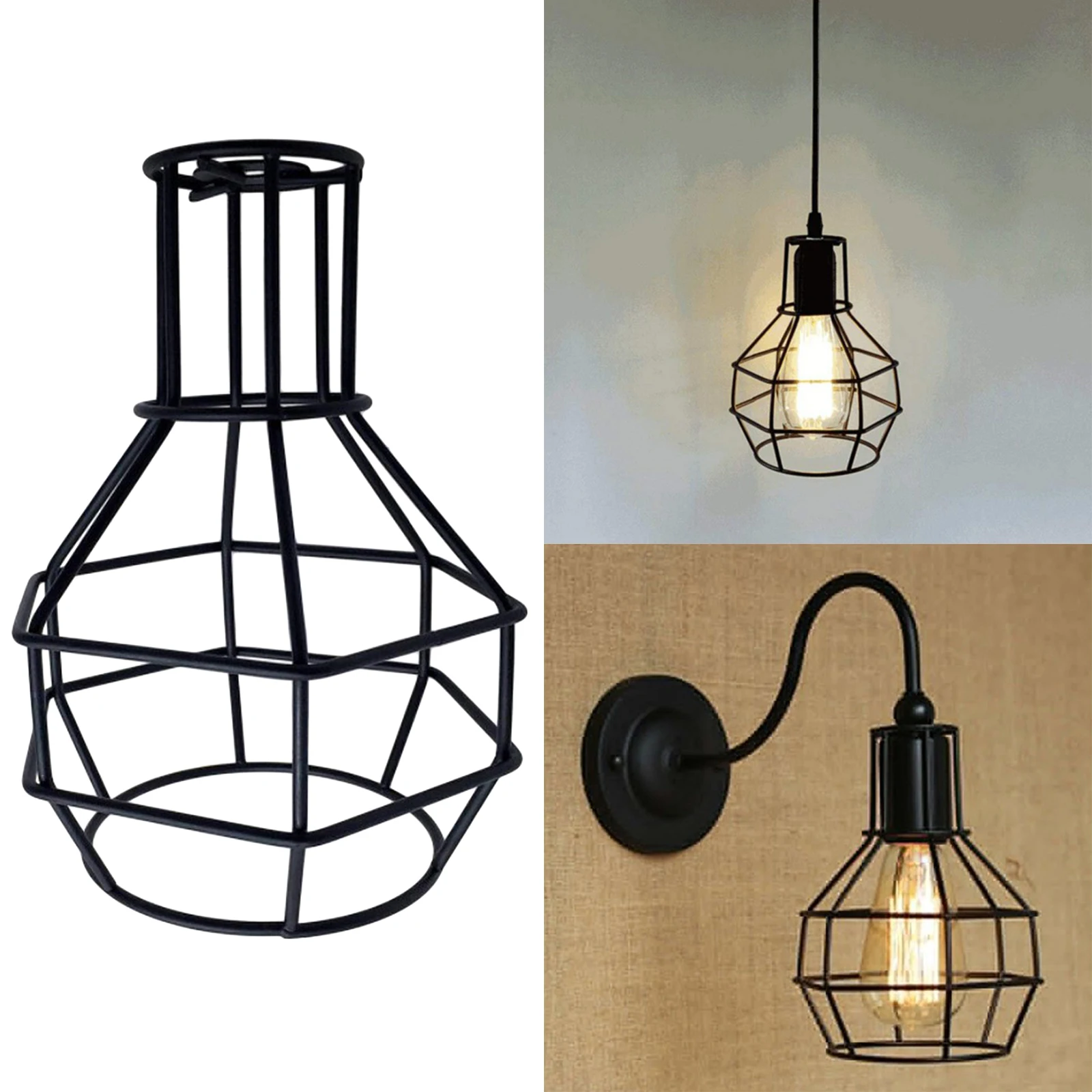 Vintage Style Retro Industrial Loft Iron Ceiling Cage Light Pendant Lamp Shade for Home Bedroom Living Room Decor