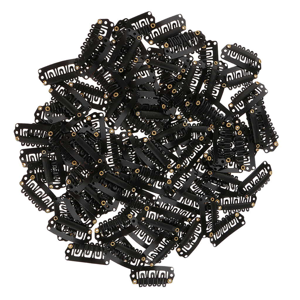 100x Metal Snap Clips Grip For Feather Hair Extensions Wigs Weft Hairpiece 28mm