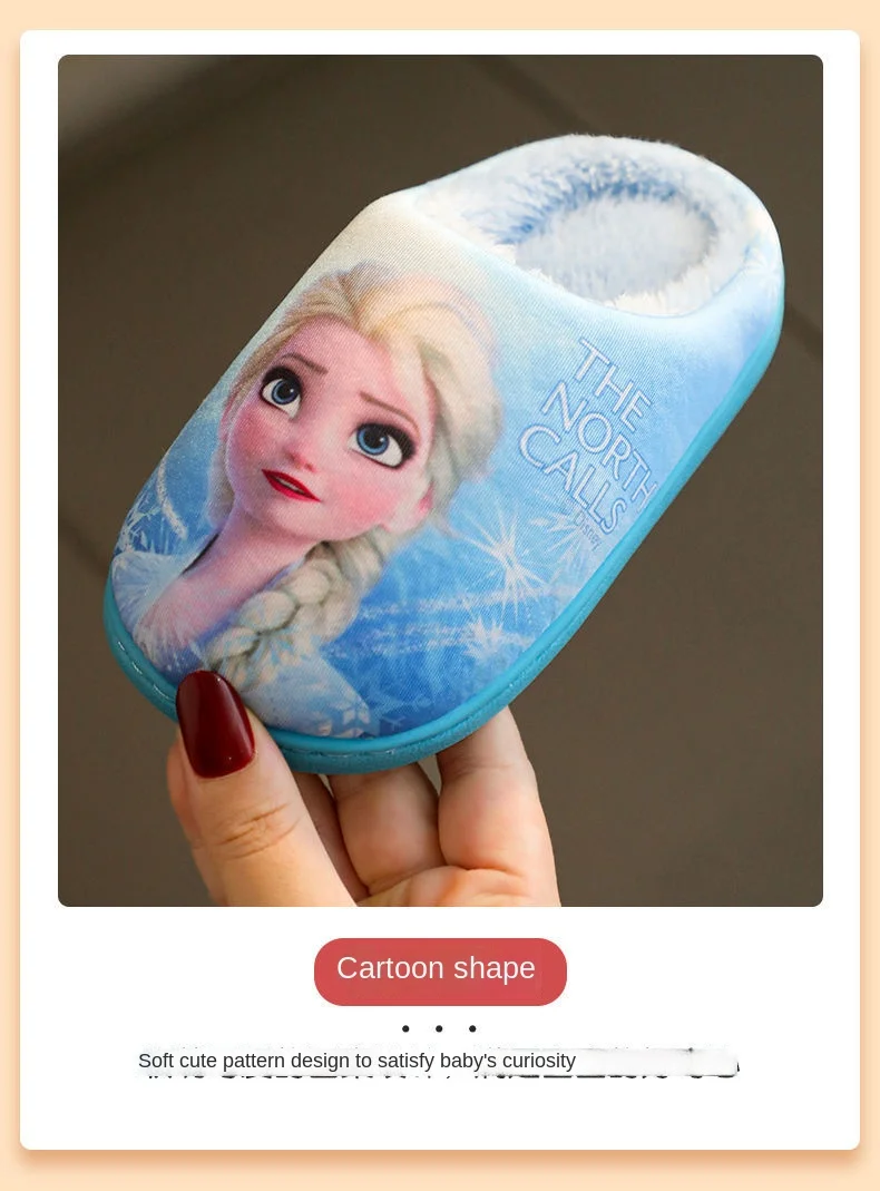 Princess Aisha Winter Children's Cotton Slippers Girl's Parent-child Snow and Ice Strange Fate Non Slip Warm Baby Slippers best leather shoes