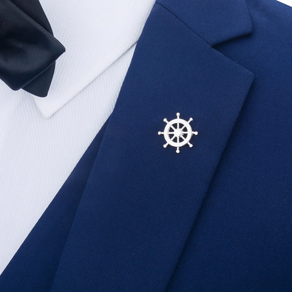 Uniform Shirt Lapel Pin Badge Shirt Collar Pin Brooch Nautical Ship Steering