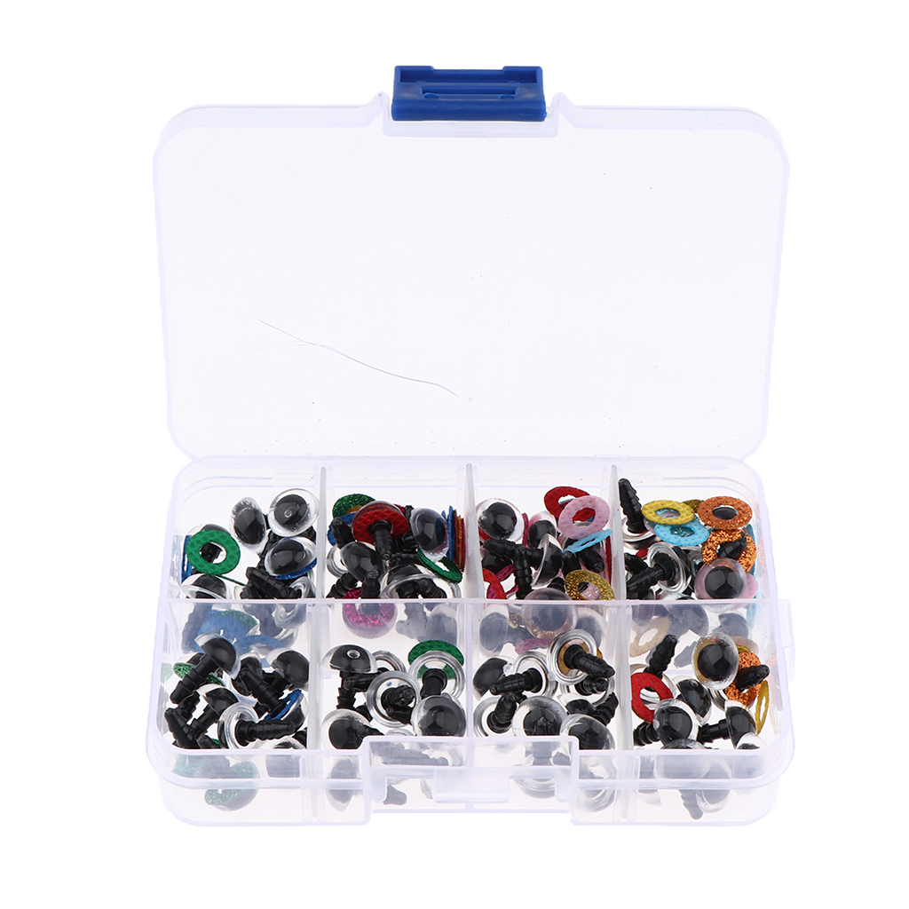 80 Pieces Safety Eyes with Glitter Nonwoven and Washer for Stuffed Toy 10mm