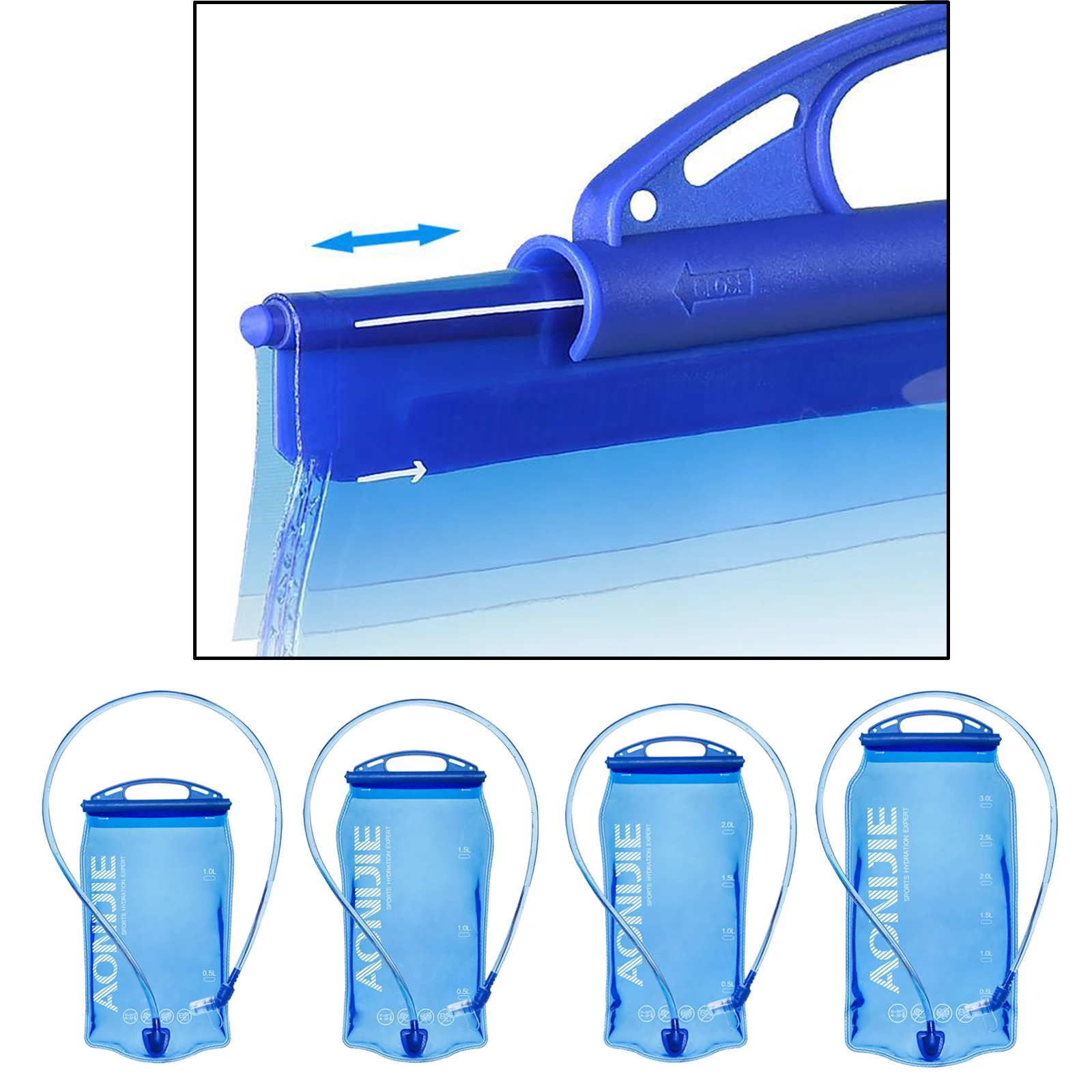Hiking,Camping,2L,Blue Outdoor Water Reservoir Pack Large Opening Tasteless Hydration Bladder System for Trip Bicycling Climbing 