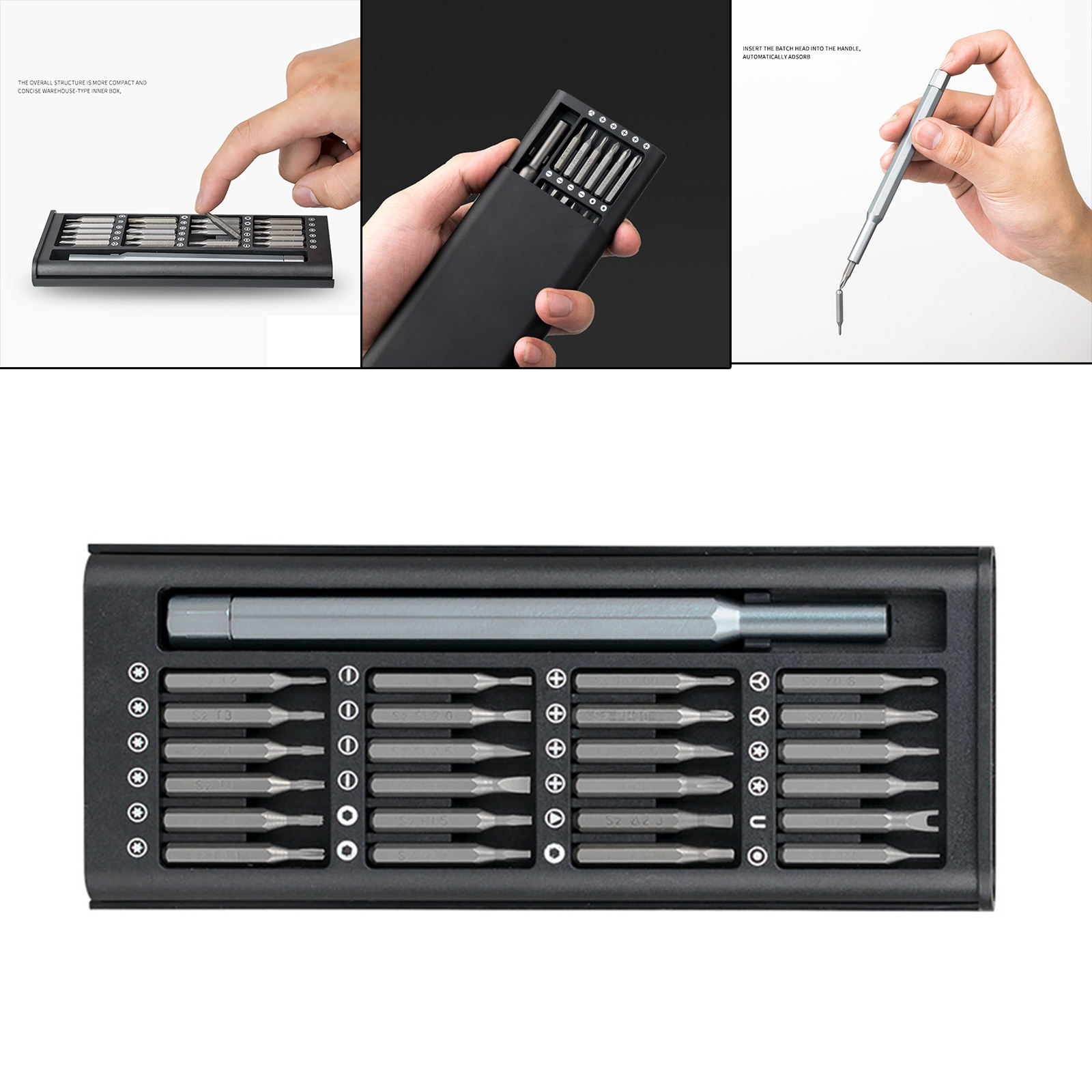 Pocket Screwdriver Kit Hand Tool 25 in 1 with Case Magnetic Driver Bit for Home Cameras Smartphone Glasses Watch