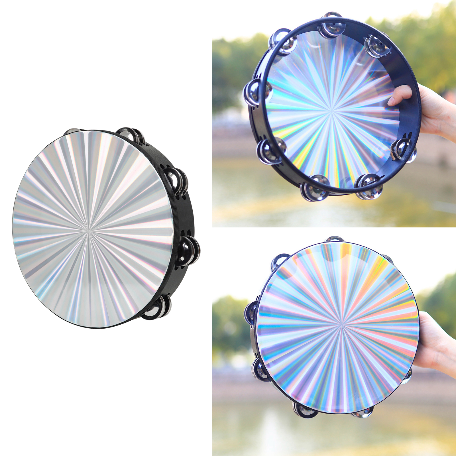 Tambourine Double Row Jingle Percussion Instrument for Church 10