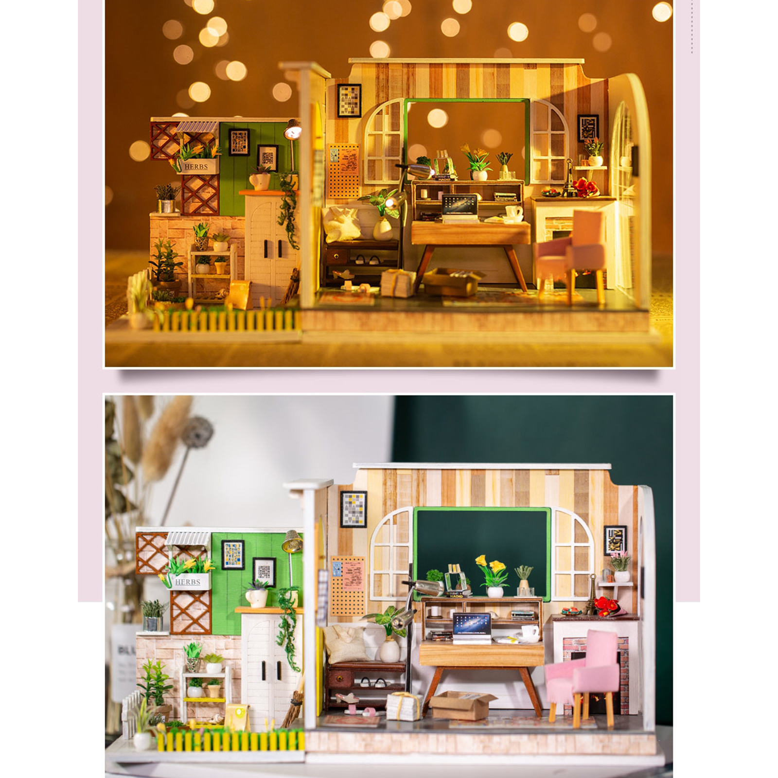 3D Dollhouse Miniature with Furniture, DIY House Kit with Display Case 1:24 Scale Creative Room