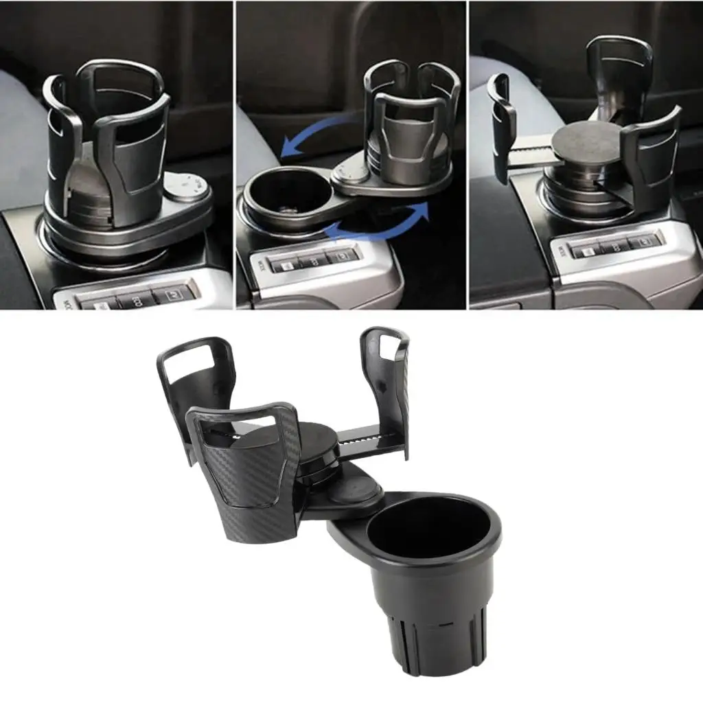 2x2 in 1 Multifunction Car Double Cup Holder Water Bottle Drink Holder Mount Auto Telescopic Water Bottle Drinks Container