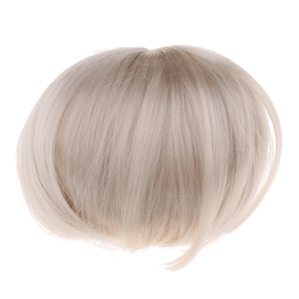 Cute Bangs Short Hair Wig Hairpiece for 1/3 Doll Diy Make Accs White