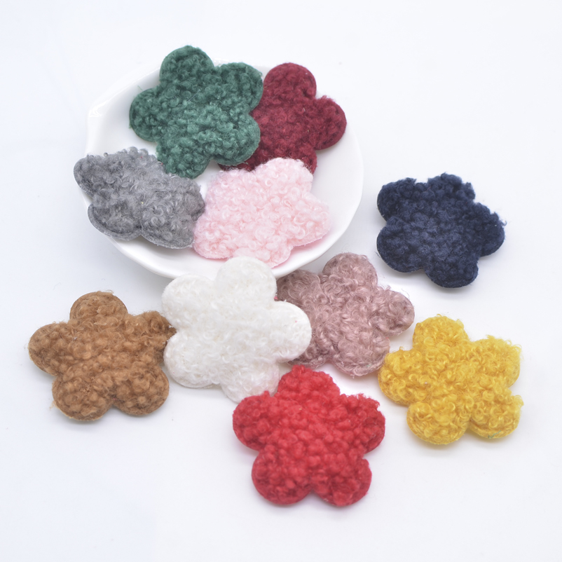 10 Stück 38 mm weiche Plüsch-gepolsterte Patches, Blumenapplikationen für DIY-Kleidung, Basteln, Hut, Tasche, Handschuhe, Socken, Nähzubehör, Patches – Detail 1