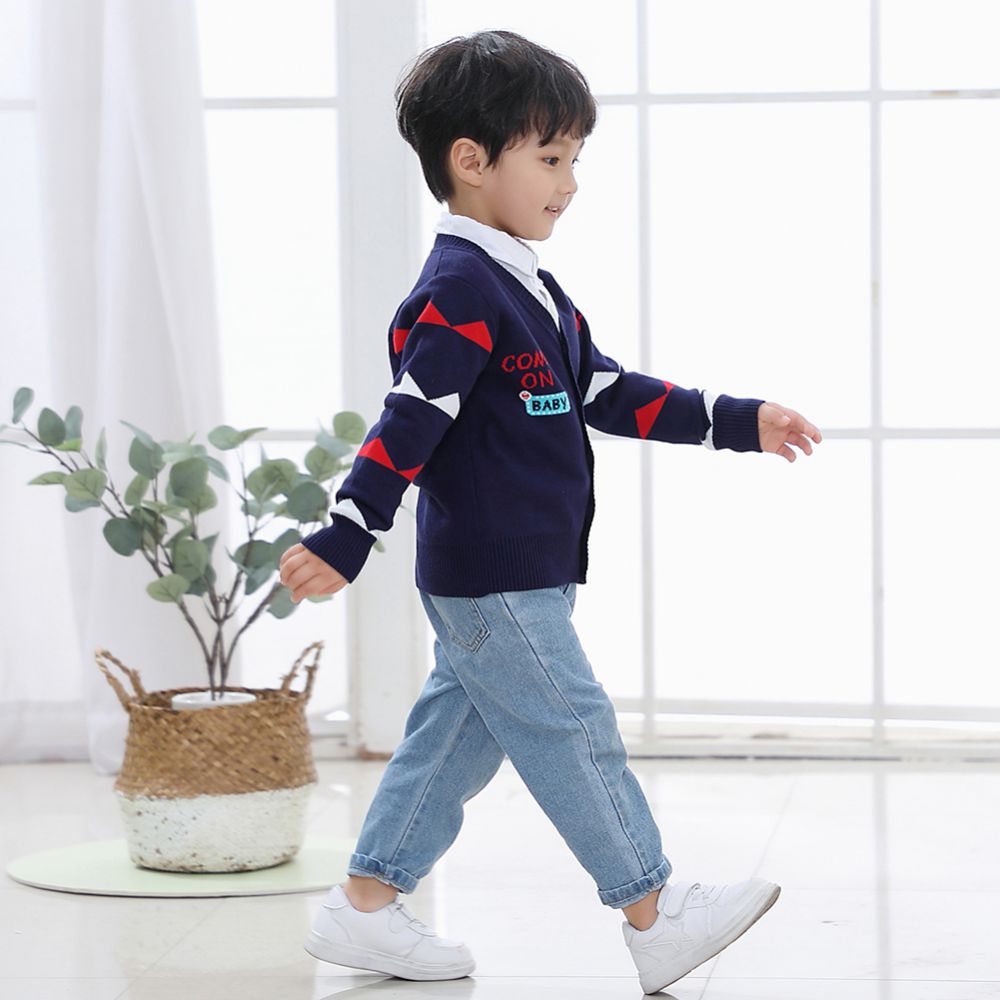 Jlong Spring Children Knitted Cardigan Coat Winter Baby Boys Girls V-neck Cartoon Outwear Autumn Kids Cardigan Sweater 1-7Y