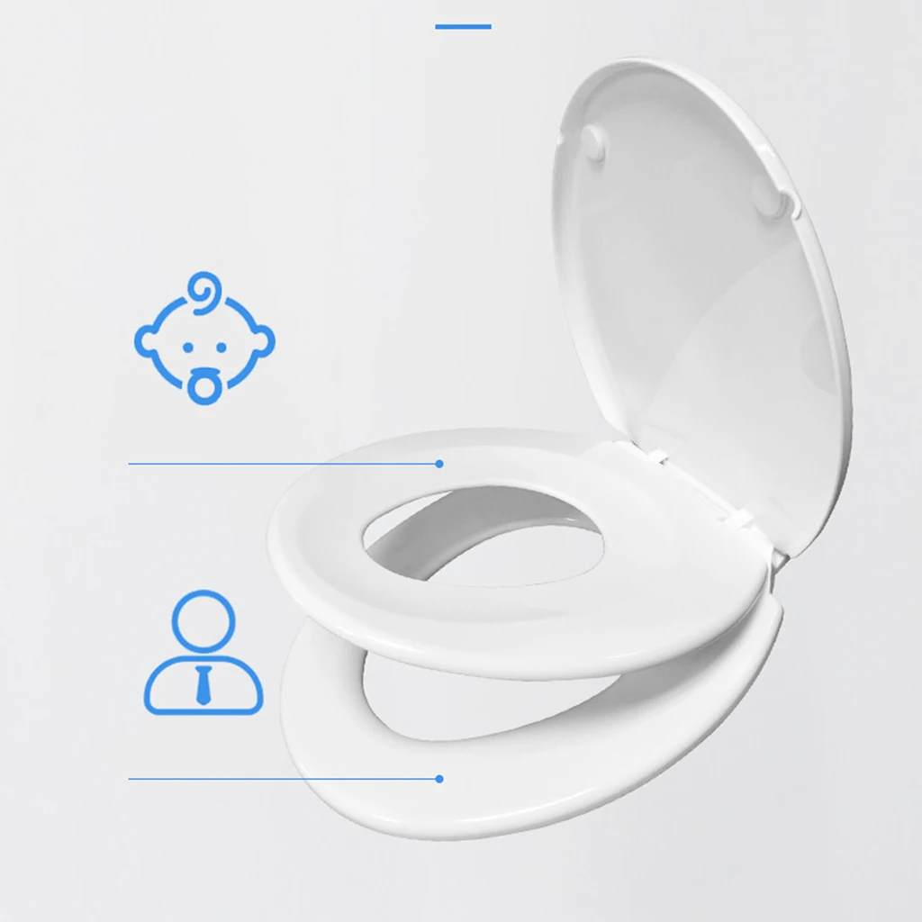 Toilet Seat with Built-in Training Seat Space Saving Solution V Shape White