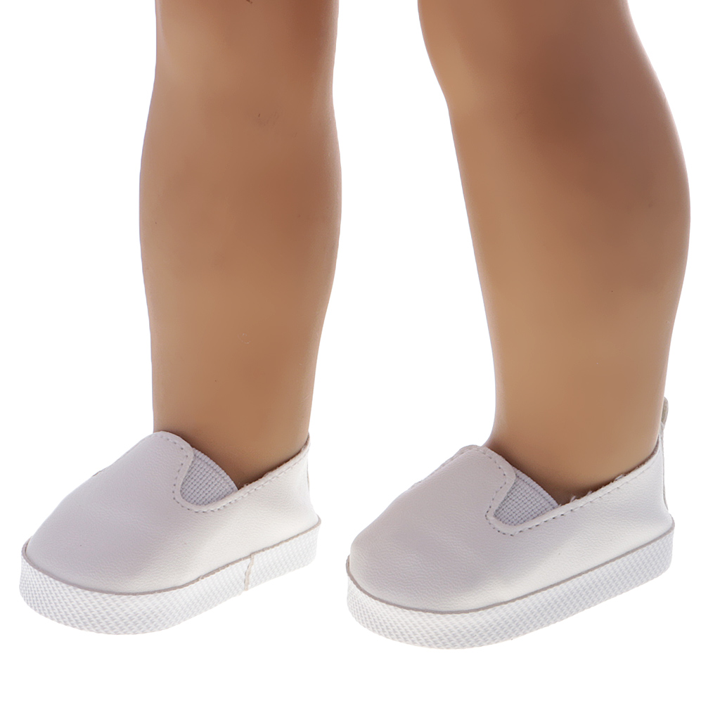 Trendy White PU Leather Slip-on Shoes for 18'' AG American Doll Doll Accessory