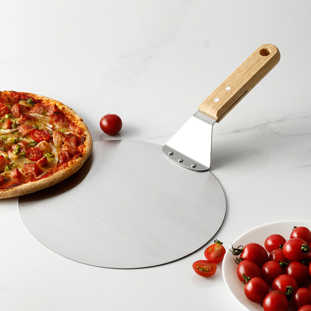 Stainless Steel 12`` Pizza Peel Paddle Shovel with Wooden Handle Baking Pastry Homemade Oven BBQ Pizza Turning Peel Kitchen Accs