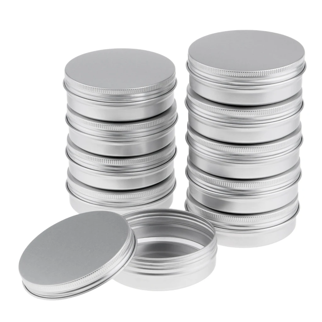 10Pcs Aluminum Pots Cosmetic  Metal Tins Empty Container, Round Jar Screw