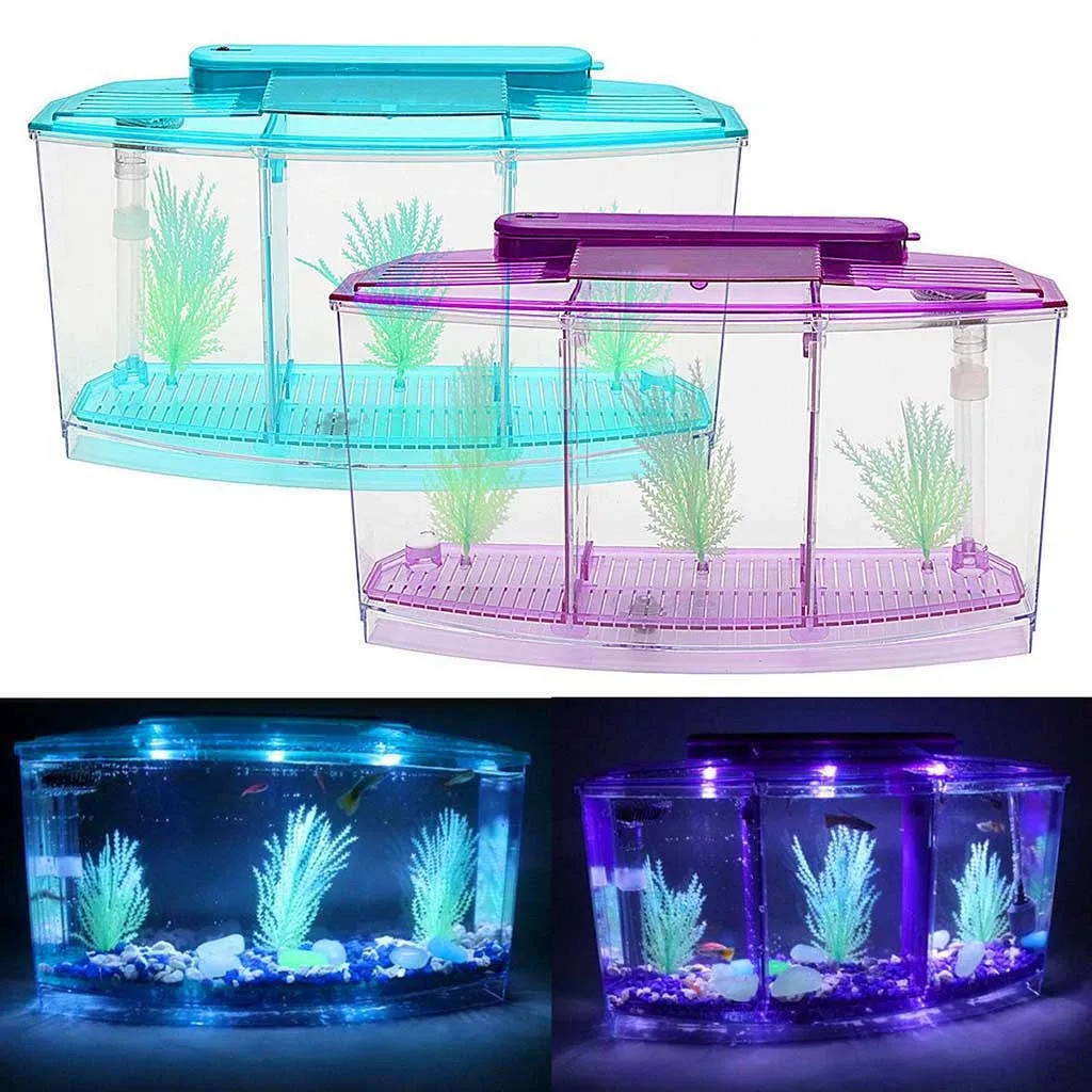 Optimaal delicaat ritme 450ML Arylic Aquarium with 3 Compartments Mini Fish Tank Water Grass 6 LED  Lights Water Filtering Tube|Aquariums & Tanks| - AliExpress