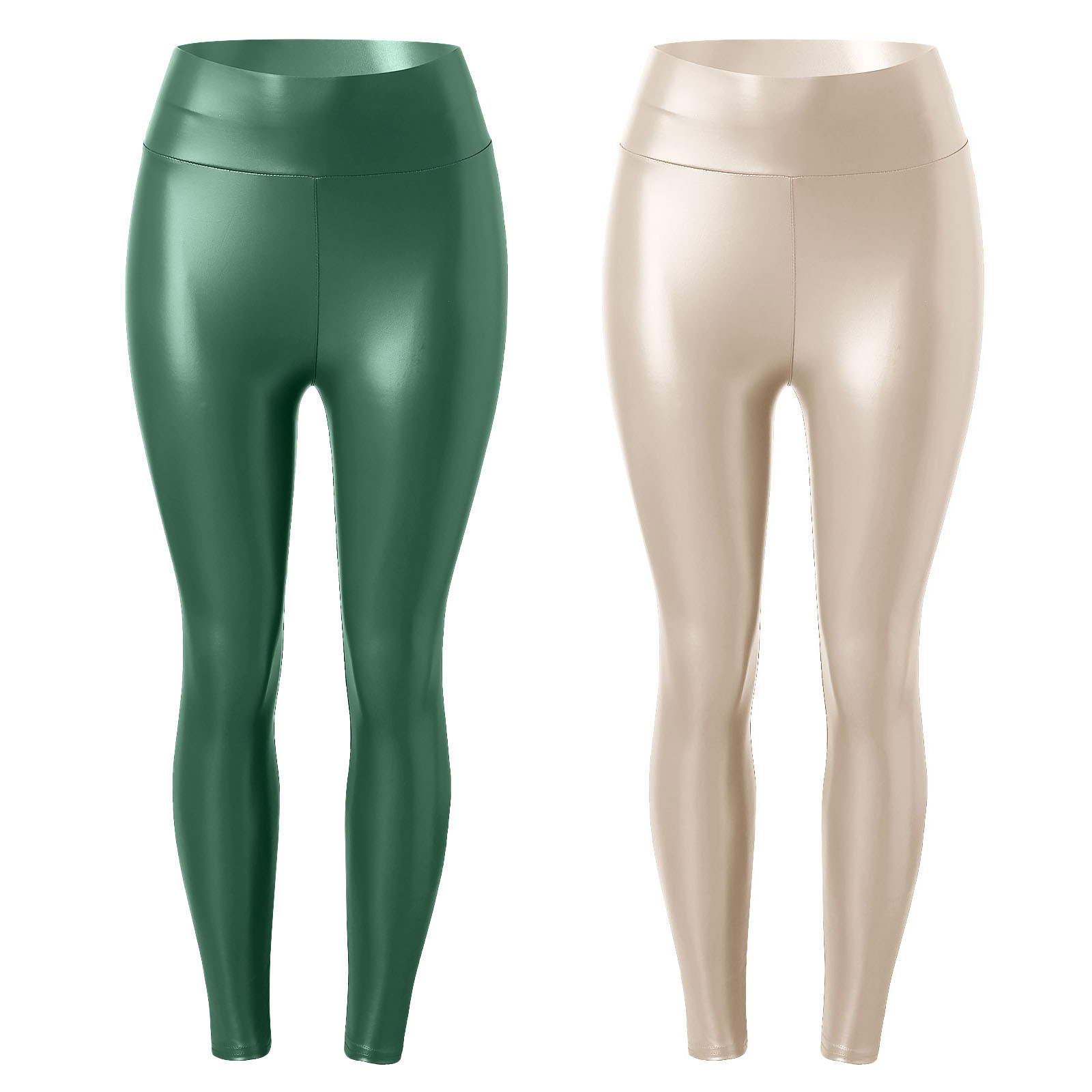 Leggings de couro falso feminino, calça fina,