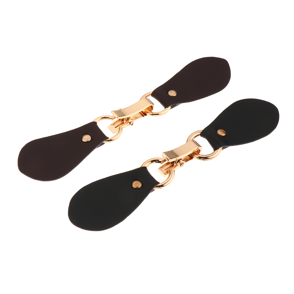 Pair of Leather Snap Toggle Closure Toggle Buttons with Metal Buckle Clip for Coat Jacket Duffle Handmade Decoration DIY Craft