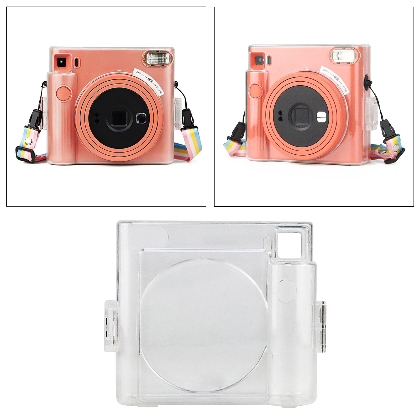 PVC Protective Case Cover Pouch with Removable Shoulder Strap Transparent for Fujifilm Instax Square SQ1 Camera