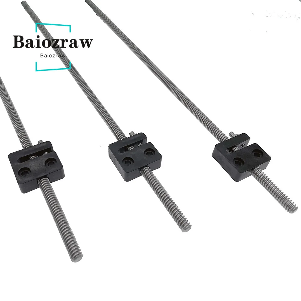 Baiozraw 3PCS TR8*4 Custom Metric Acme Lead Screw 380mm 480mm 580mm with Anti-Backlash Nut Block for Rat Rig V-Core 3 canon print head