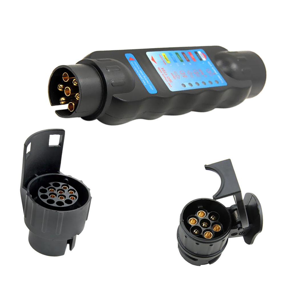 1 Set 7/13Pin Car Plug Socket Tester Trailer Towing Tow Bar Light Wiring Circuit Tester Kit For Auto RV Truck Trailer Etc 7 LED