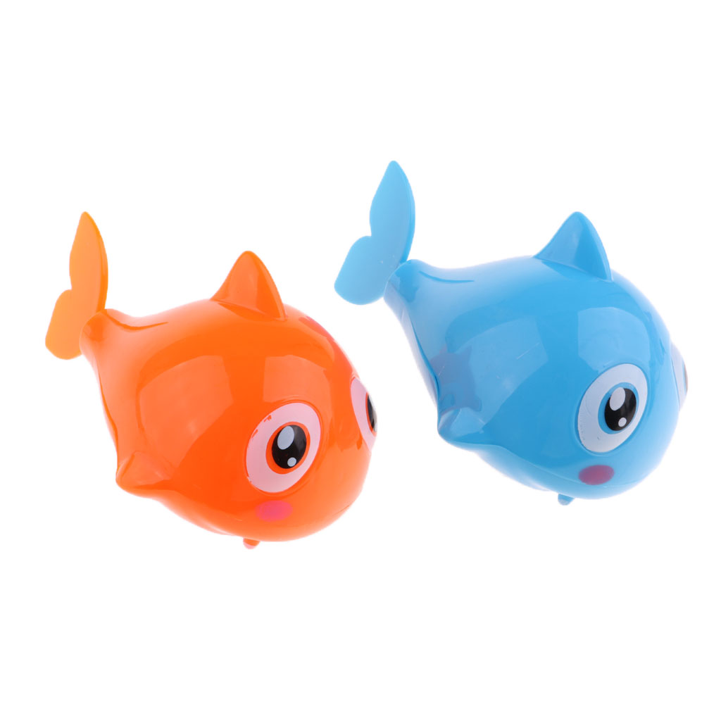 2Pcs Random Pull Cartoon Wind Up Shark Animals Baby Bath Kids Clockwork Toys