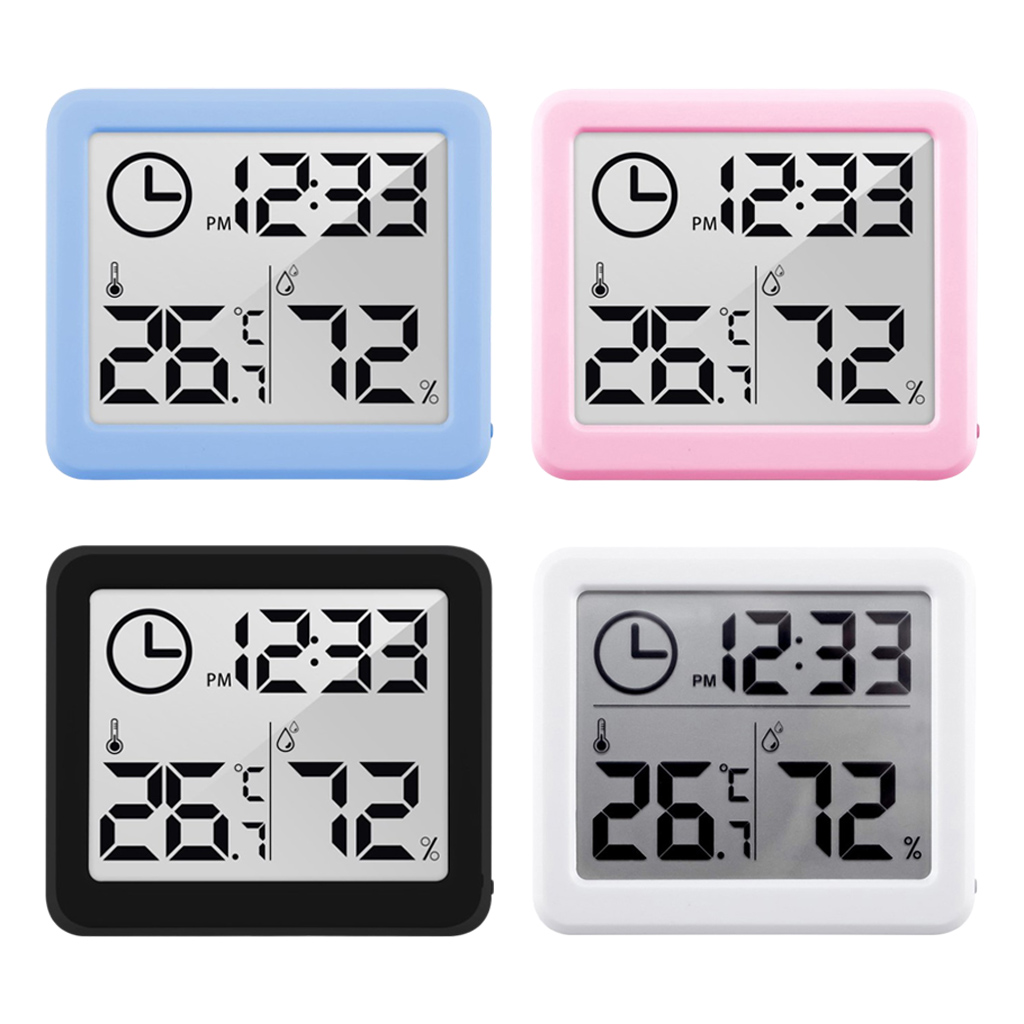 Compact Indoor Desktop Digital Clock Easy to Read Thermometers Hygrometer