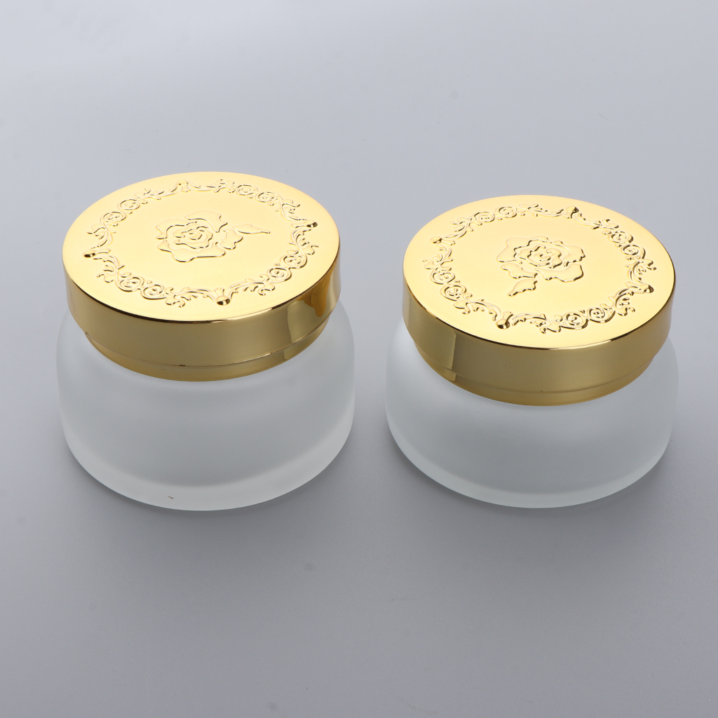 2Pcs Cosmetic Empty Jars Makeup Cream Containers Travel Glass Bottles - NEW