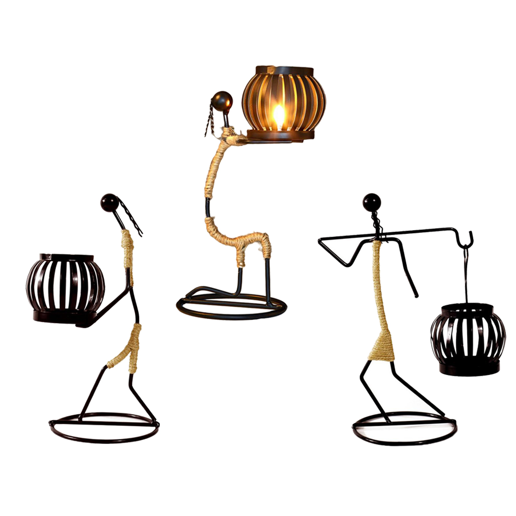 Creative Handmade Iron Candlestick Romantic Table Dinner Night Decors Props Metal Figure Candle Holder Ornament for Tea Light