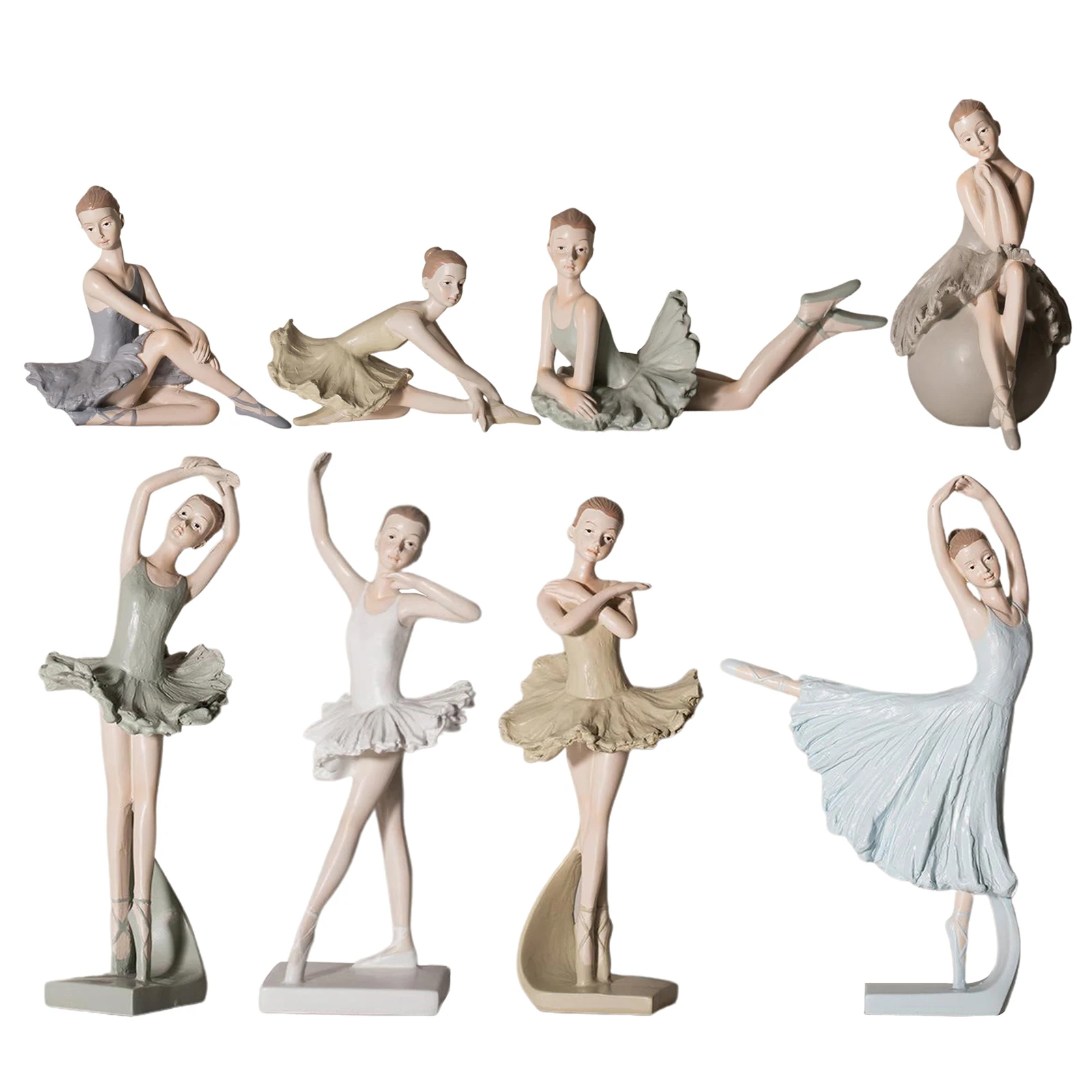 Resin Elegant Figurine Ballerina Ballet Dancer Desktop Ornament Statue