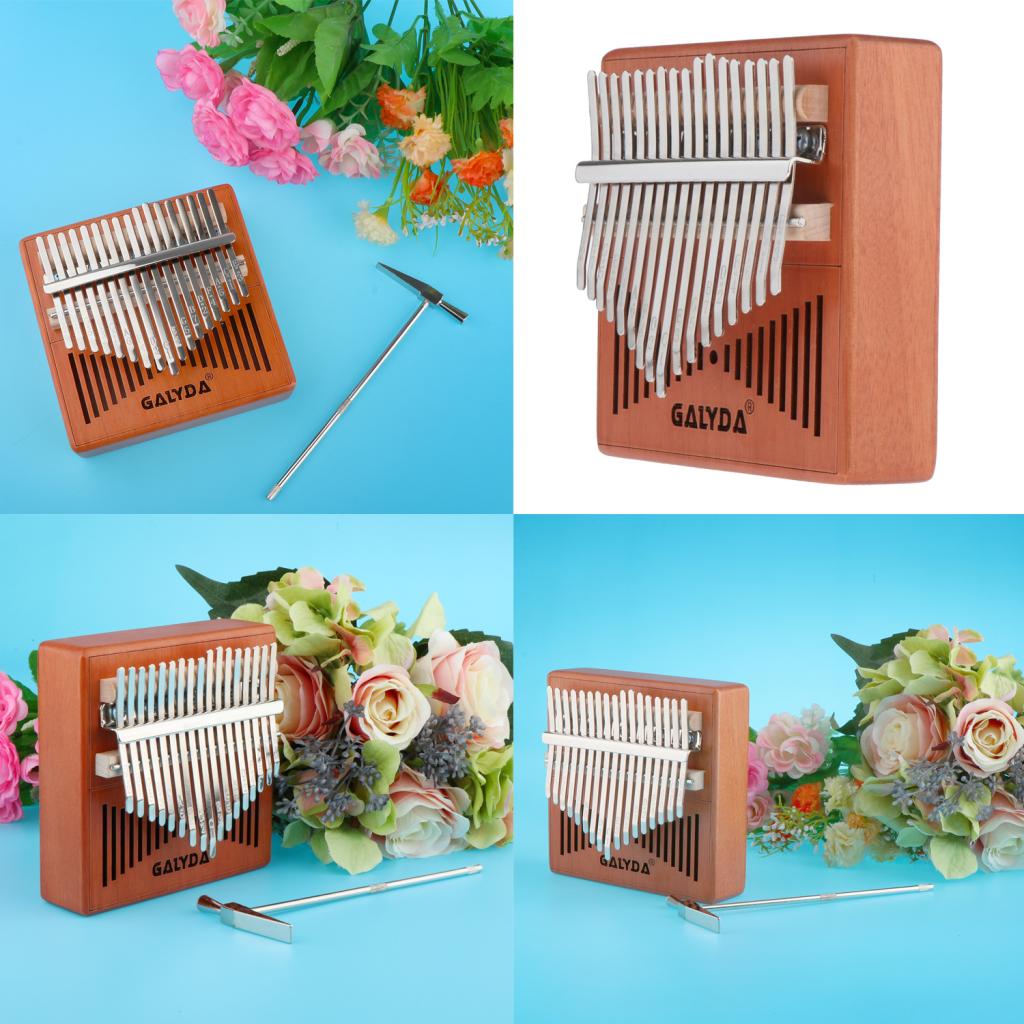 17 Keys Kalimba Mahogany Wooden Rainbow Thumb Piano Mbira Keyboard Instrument Tool Set Kit Gift for Adults Kids Music Lover