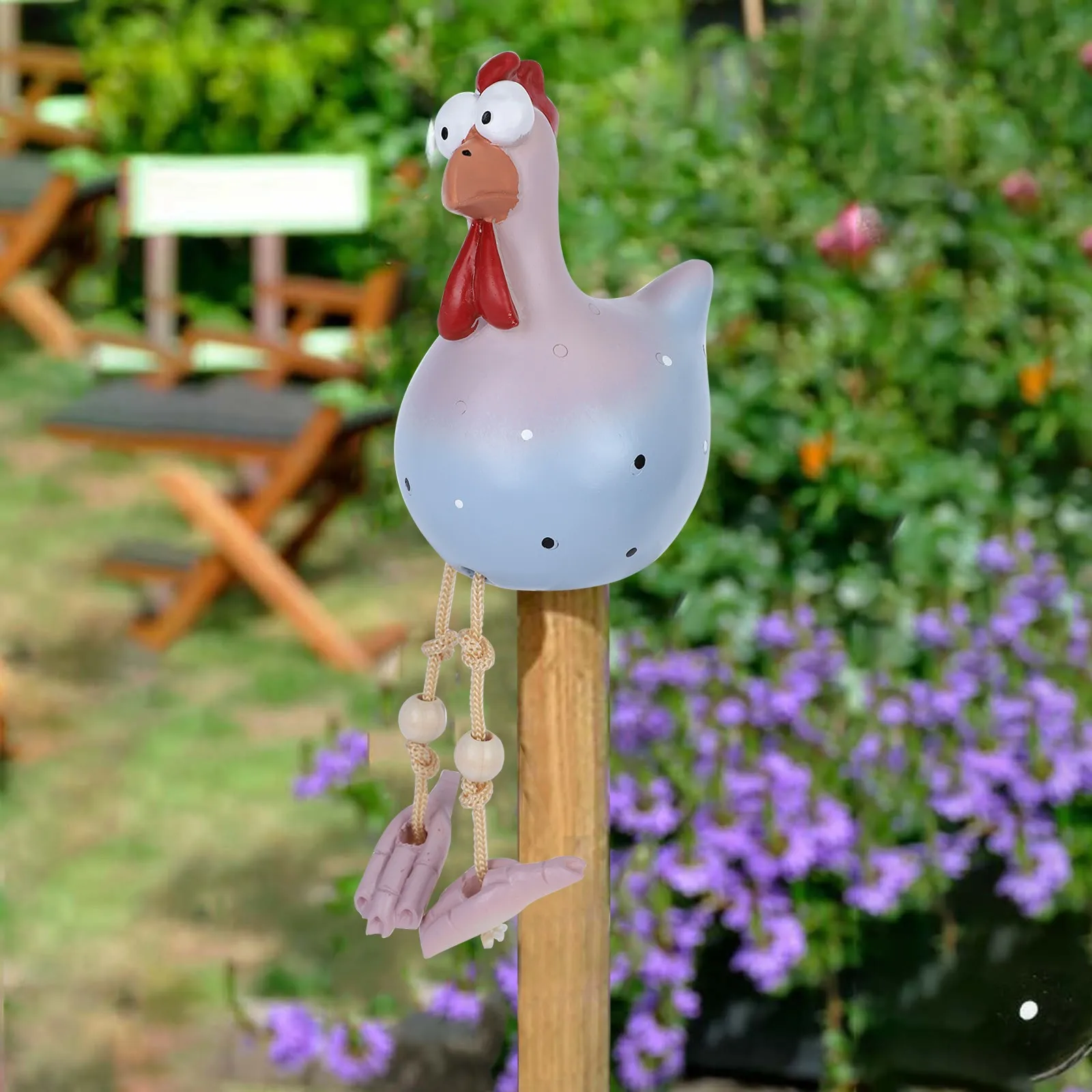Yard Art Decor Chicken Garden Lawn Plug Hen Rooster Ornaments Hens Bird Statues Edge Seater Indoor Outdoor Backyard #P2