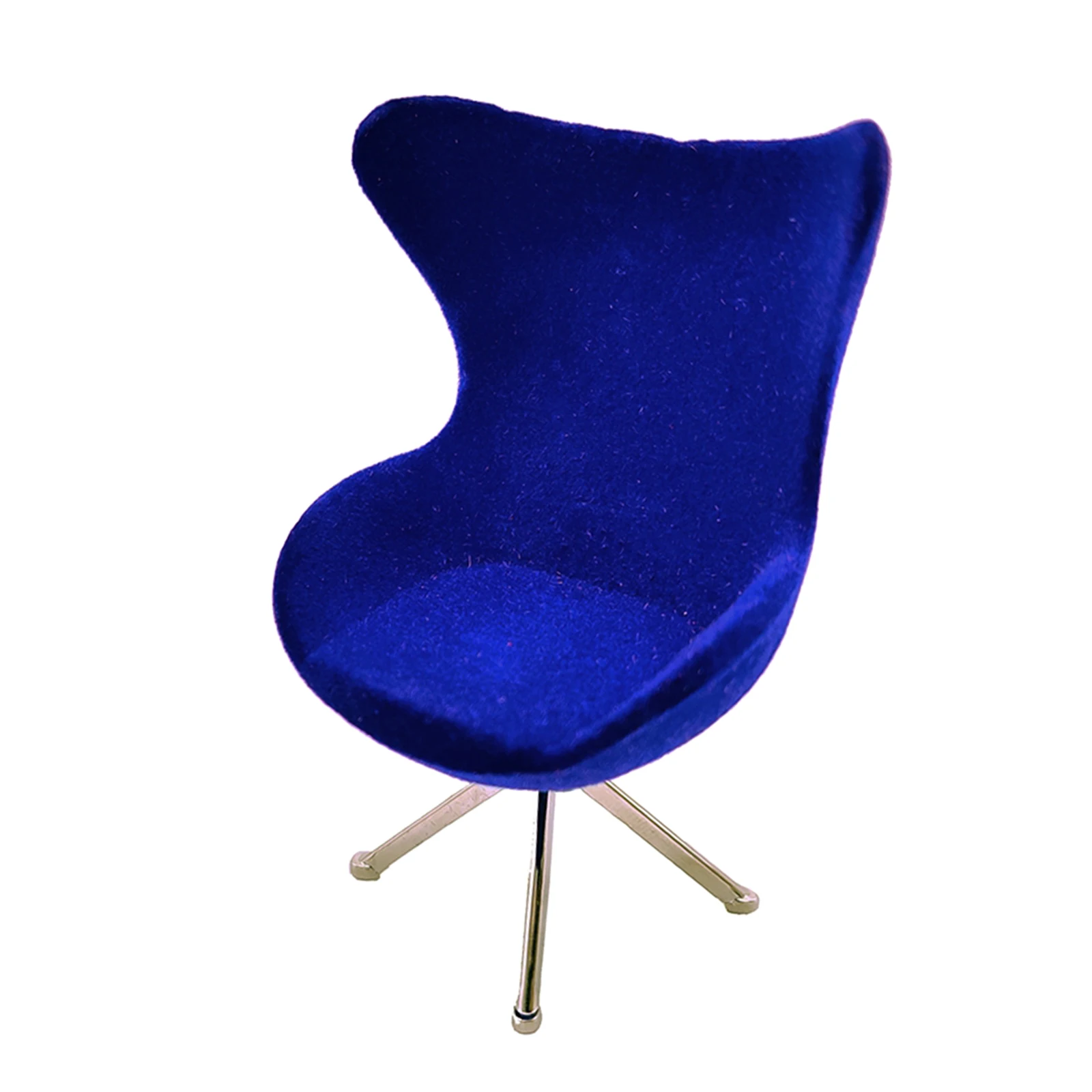 1PCS 1/12 Scale Dollhouse Miniature Blue Flocking Seat Swan Chair Home Modern
