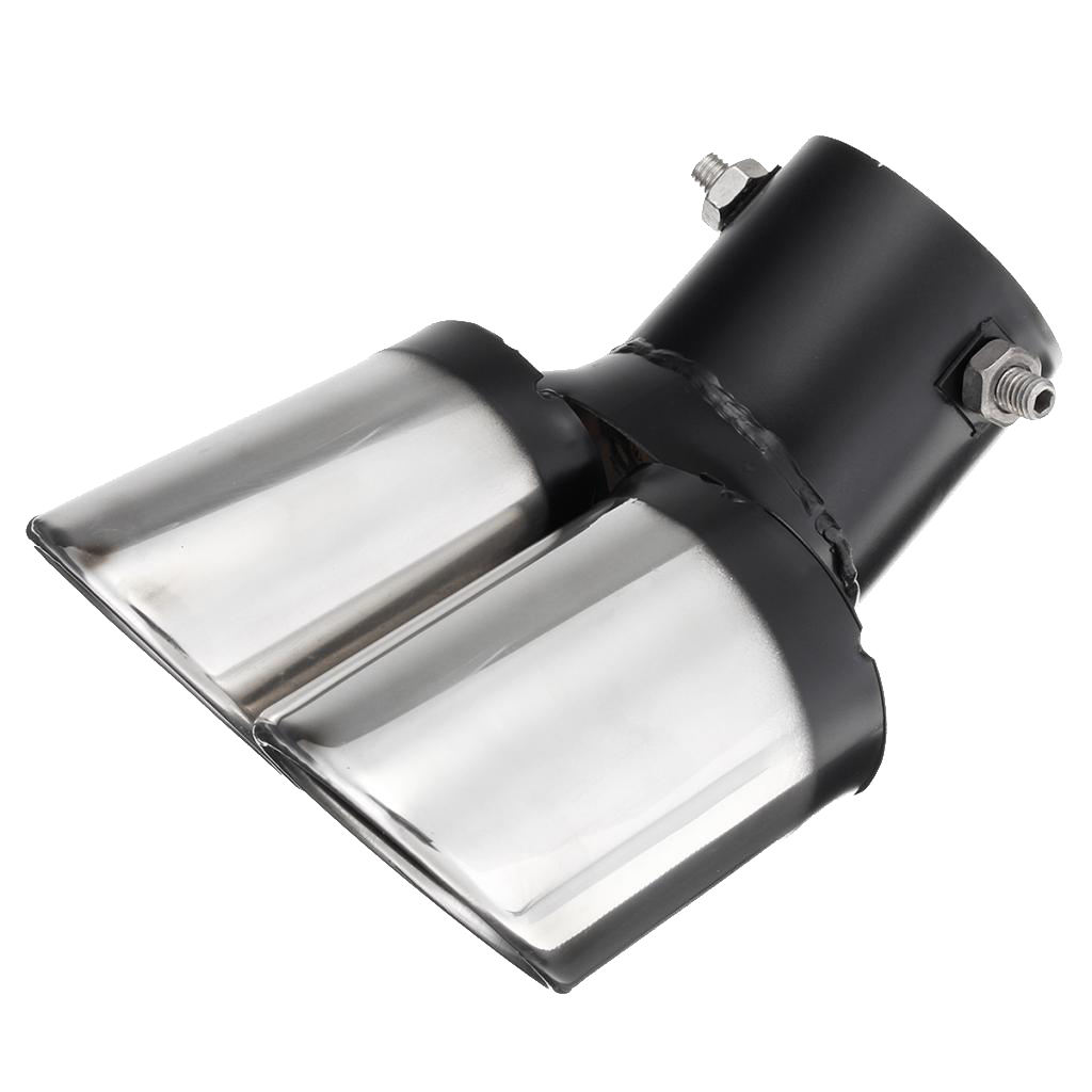 CAR REAR CURVED GUAL EXHUAST MUFFLER PIPE TRIM TIPS CHROME TAIL DURABLE