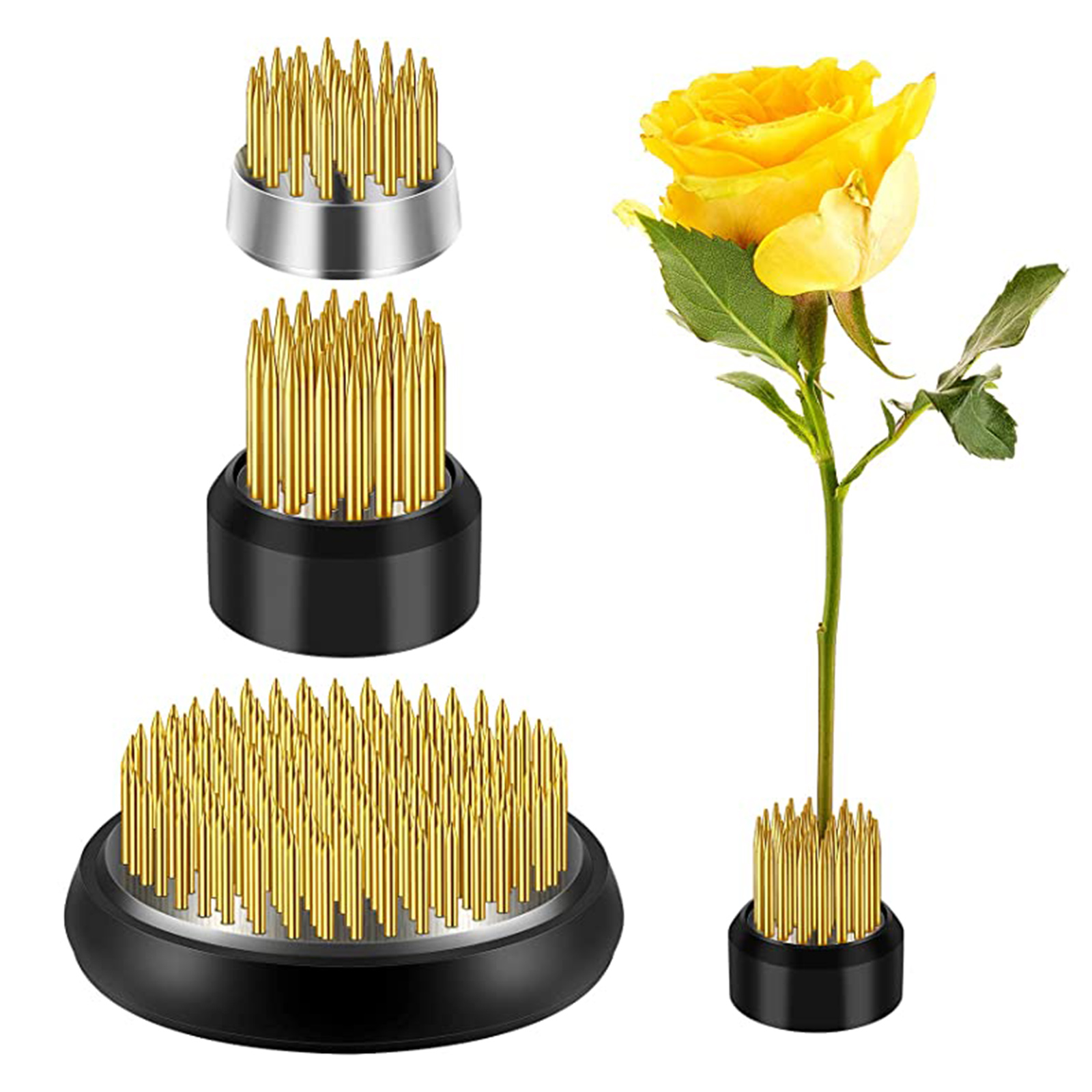 3Pcs Round Flower Frog Ikebana Metal Flower Arrangement for Arrangement