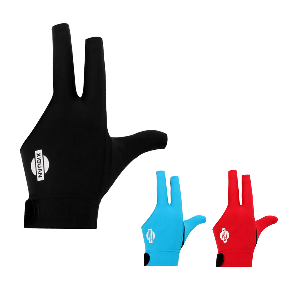 3-Finger Professional Moisture Wicking Elastic Left Hand Snooker Pool Cue Billiard Glove Red Black Blue