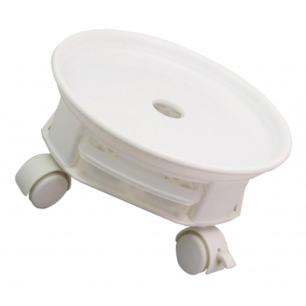 Natural Resin Plant Caddy Round Plant Dolly with Universal Wheels and Water Drawer - White
