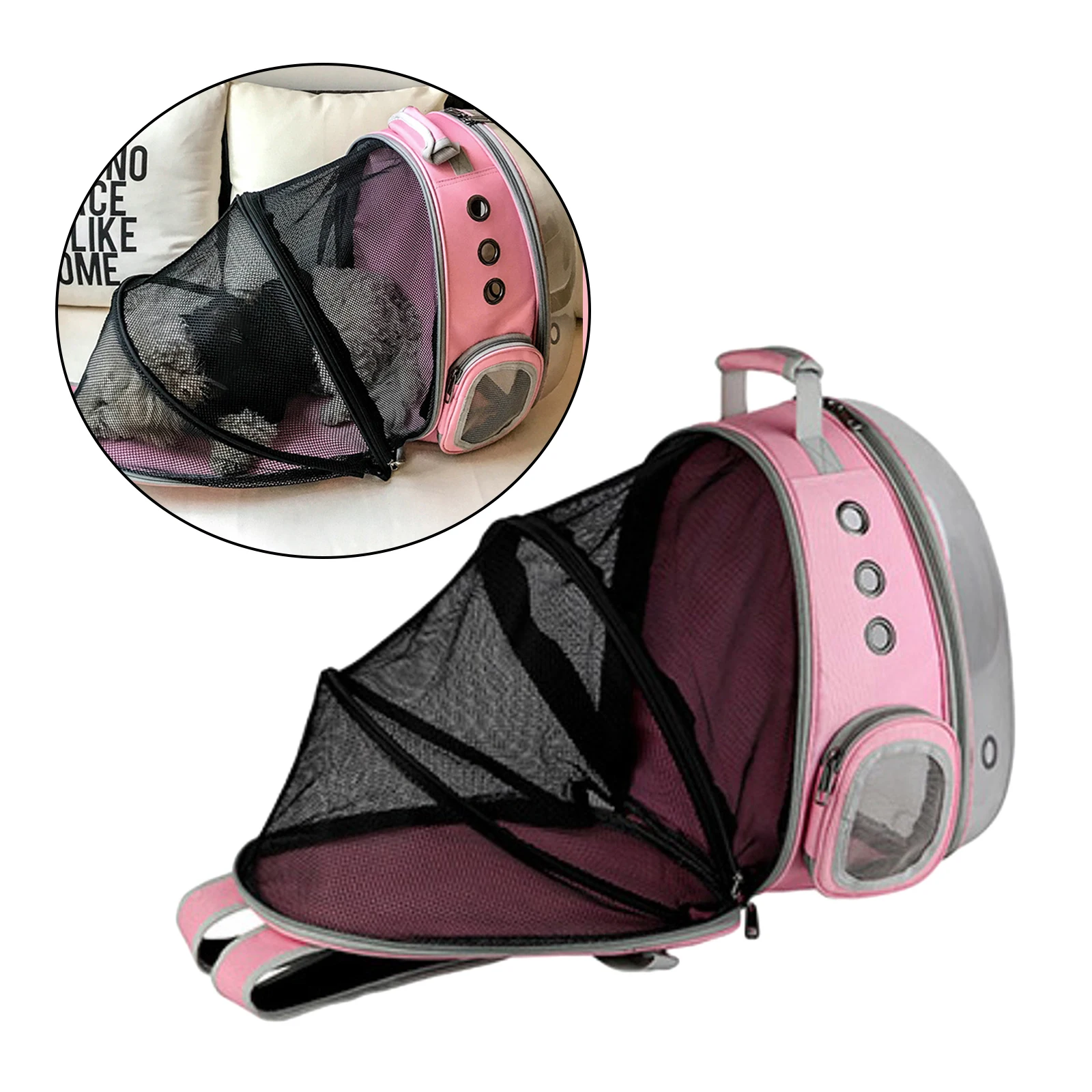 Lightweight Expandable Cat Carrier Foldable Bubble Backpack Cat Kitten Rabbit Small Dog Traveling Carrying Bag