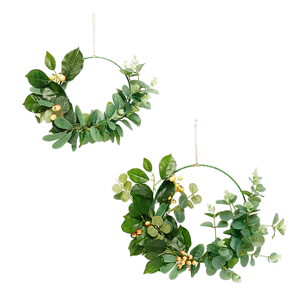 Artificial Eucalyptus Greenery Leaves Vines Wall Decor ing Iron Metal Floral Wreath Hoops Garland Wedding Party Decoration