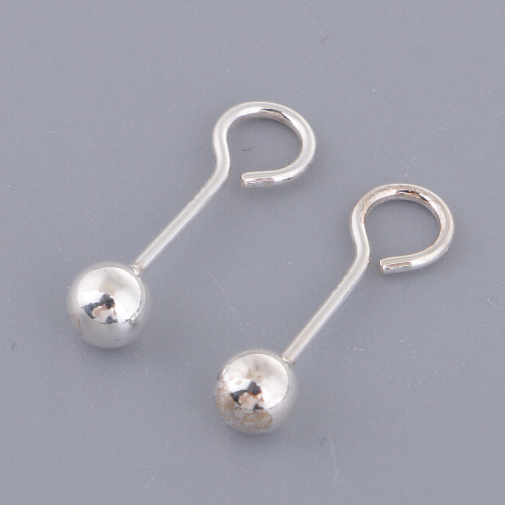 1 Pair Sterling Silver Earwire Ball French Earring Hook Studs Findings Posts