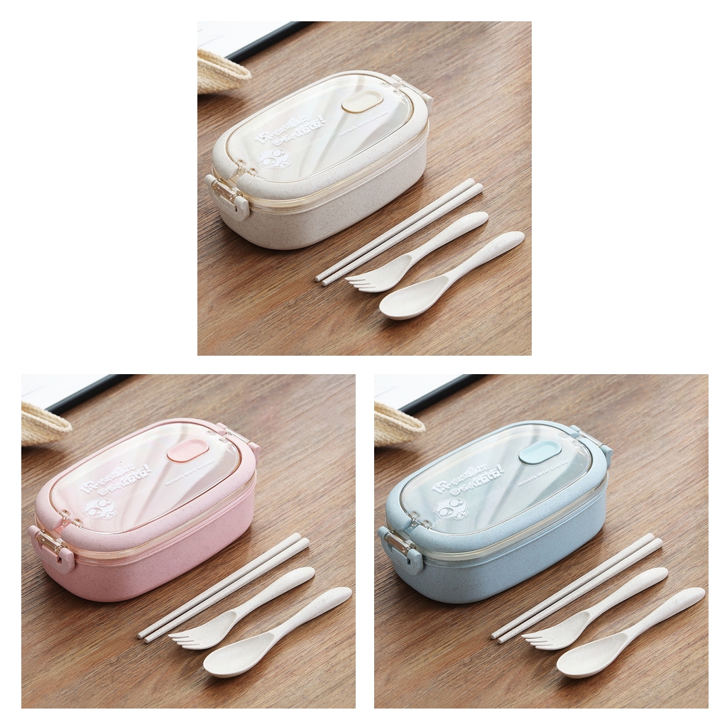 Wheat Straw Bento Lunch Box Microwave Food Container with 304 Steel Tank