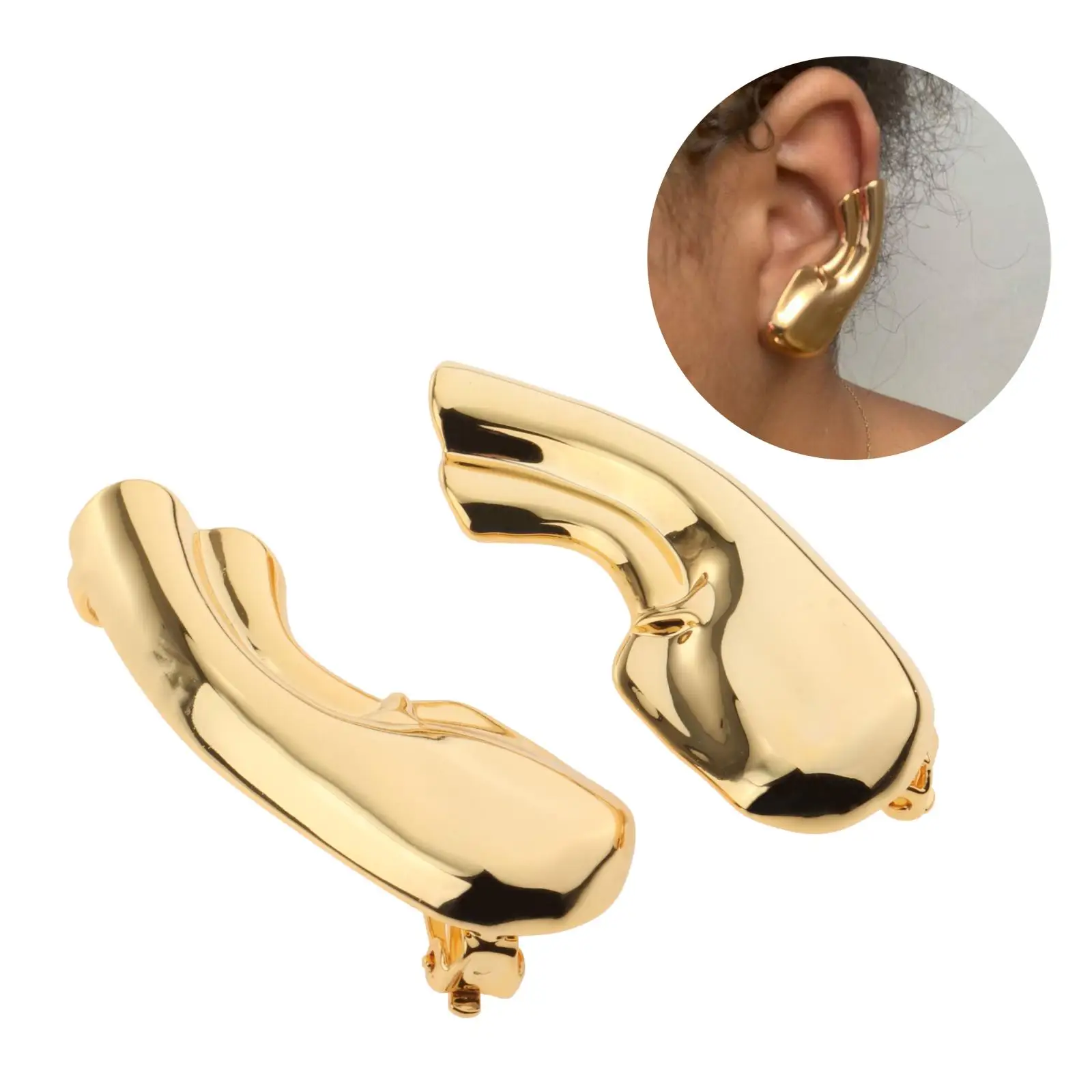 Fashion Ear Cuff,  Clip on Earrings Set Copper Ear Clip Fake  Earring Non Piercing  Ear Clip Auricle Gold