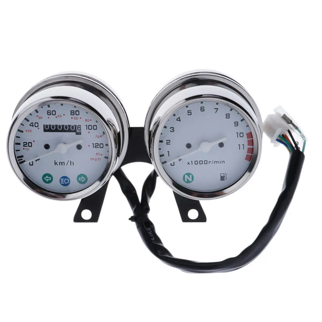 Motorcycle Dual Mechanical Odometer Speedometer and Engine Speed Instrument