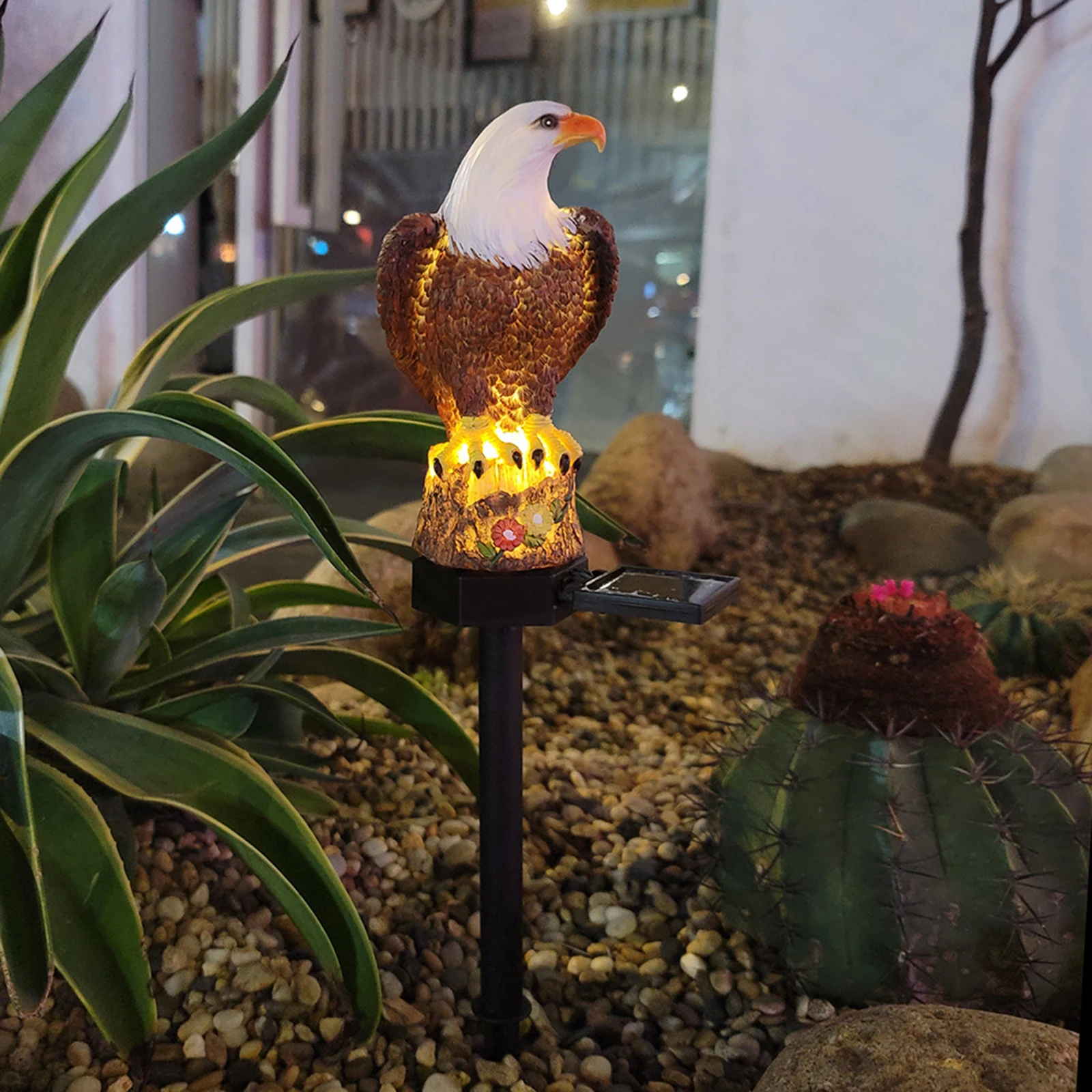 Decorative Eagle Figurine Solar LED Garden Stake Lights Path Decoration, Energy Saving