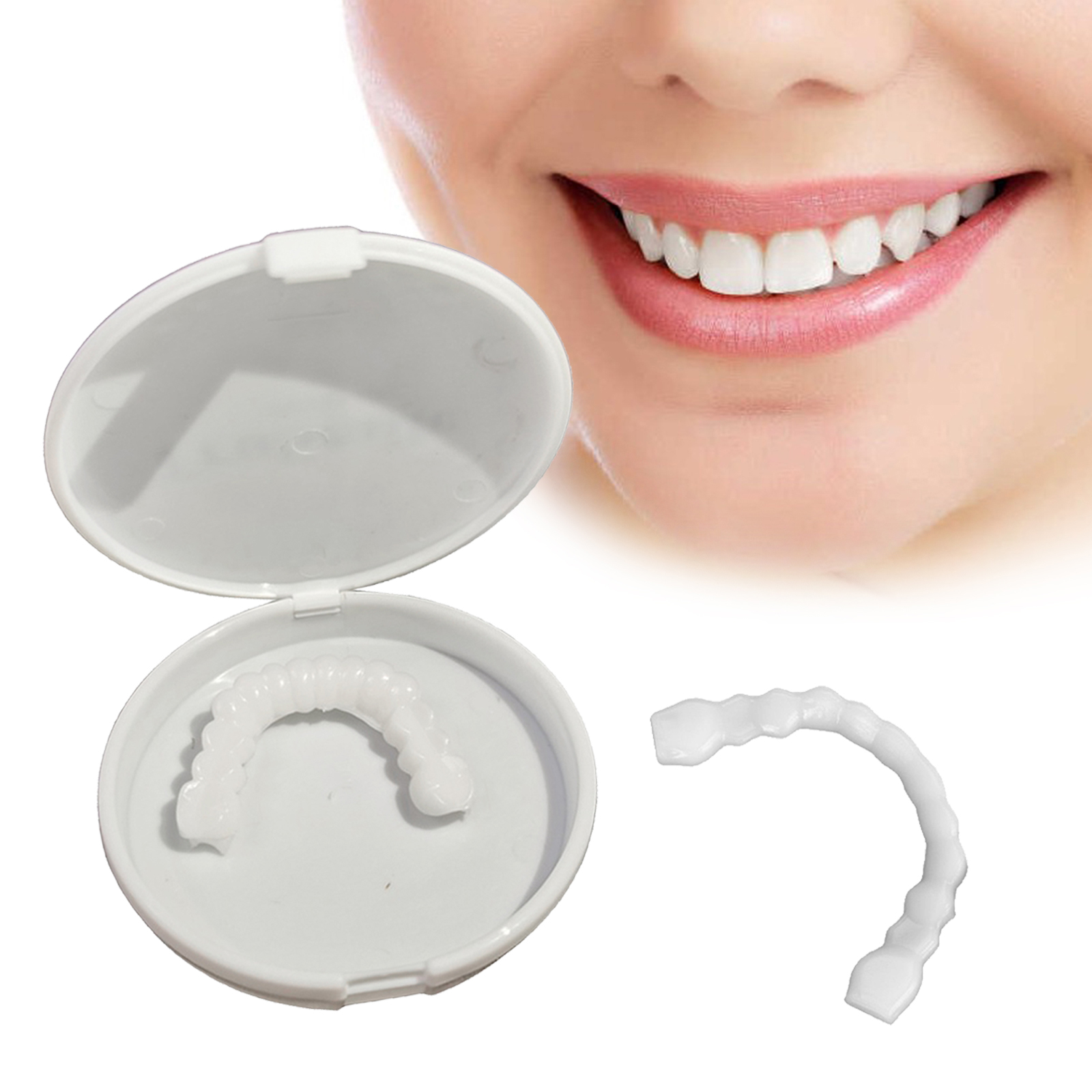 Resin Teeth  Fake Teeth Simulation Braces Smiling Veneers Dentures Cosmetic Fake Tooth Cover Perfect Smiling White