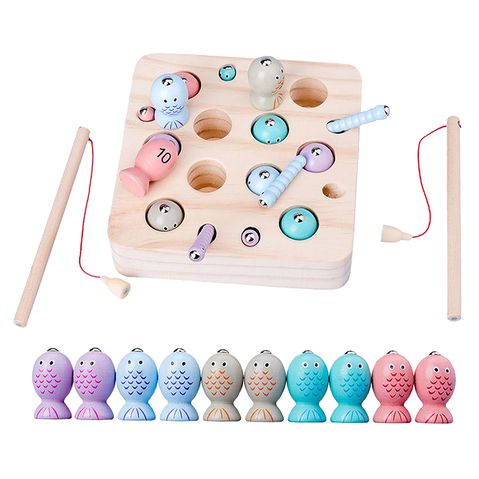 Baby Wooden Montessori Toys Magnetic Games Fishing Toys Catch Worm Educational Toys For Children Gifts Boys Girls