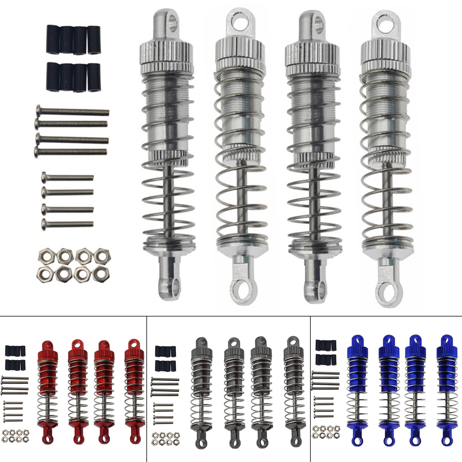 4 Piece Aluminum Shock Absorber Sets Front Rear 65 Mm for RC 1/16 WPL C14 C24 MN90