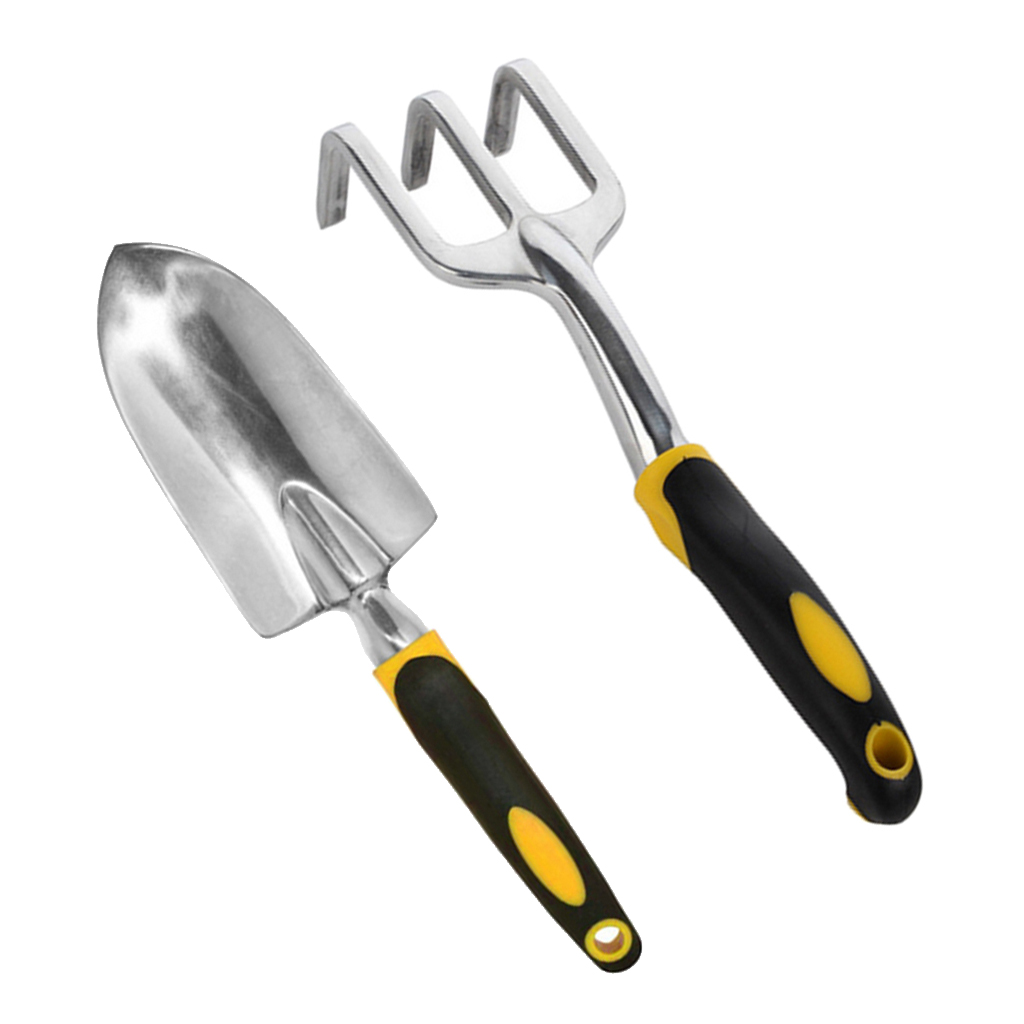 2x Mini Ergonomic Handles Garden Tool Set, Portable Hand Shovel & Rake Gift Kids